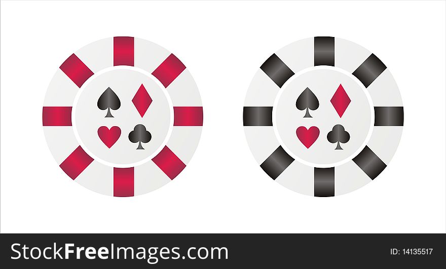 Set of 2 casino chips isolated on white