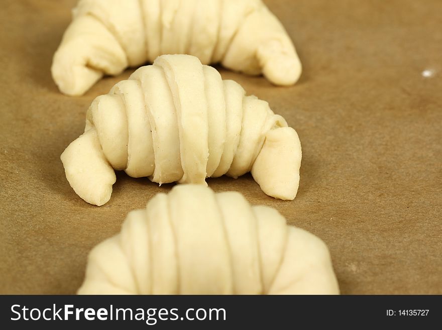 Raw dough for croissants