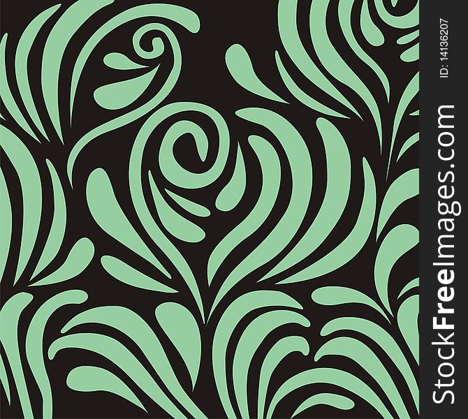 Background with green pattern on the black background. Vector illustration.