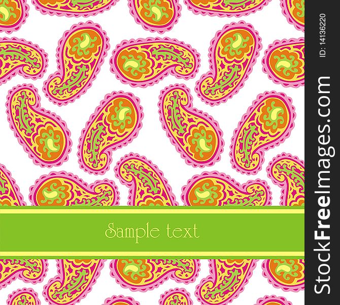 Postcard with colorful pattern. Vector illustration.