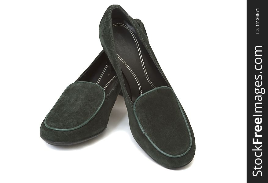 Green women moccasins with heel