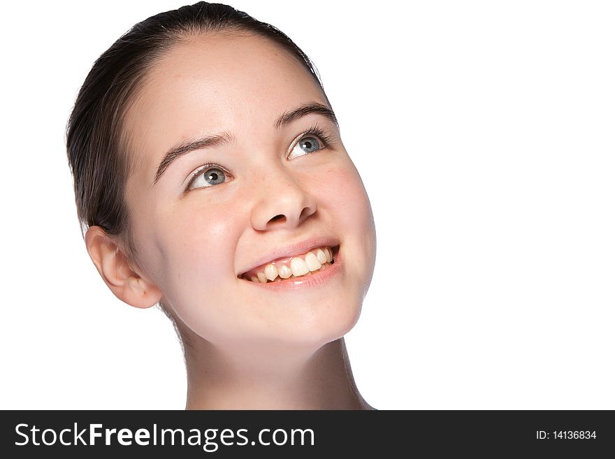 Beauty woman closeup portrait isolated on white background