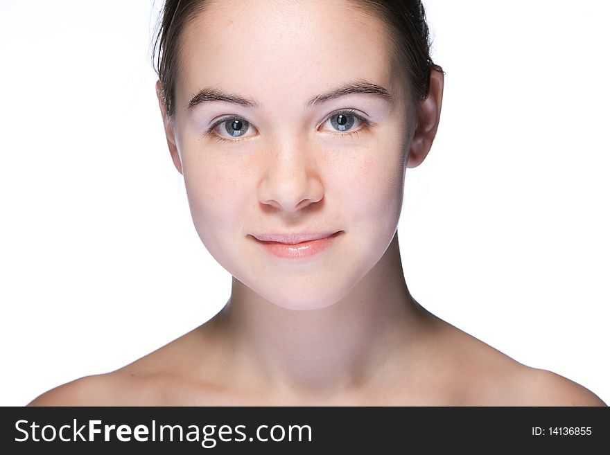 Beauty woman closeup portrait isolated on white background