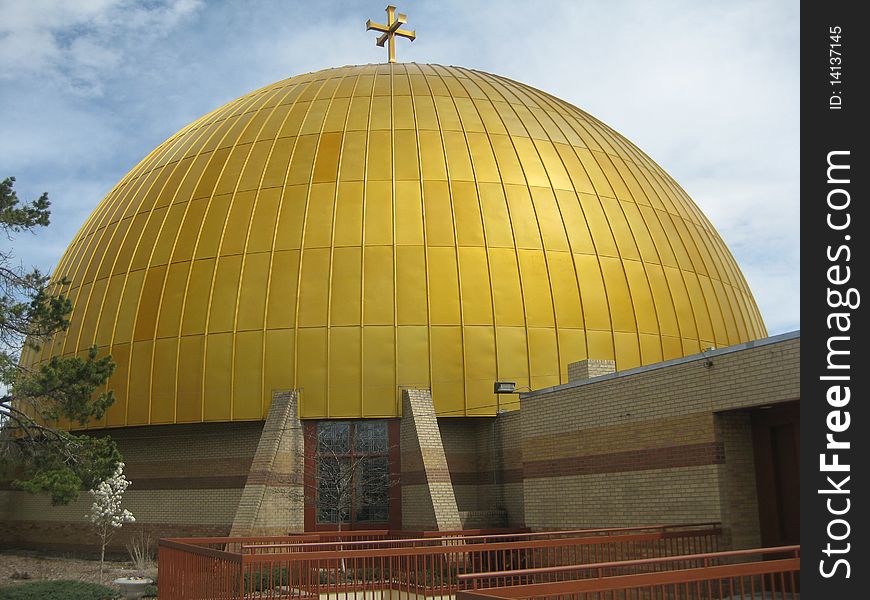 A beautiful domed Greek church is a very unusual and beautiful looking building in Colorado.