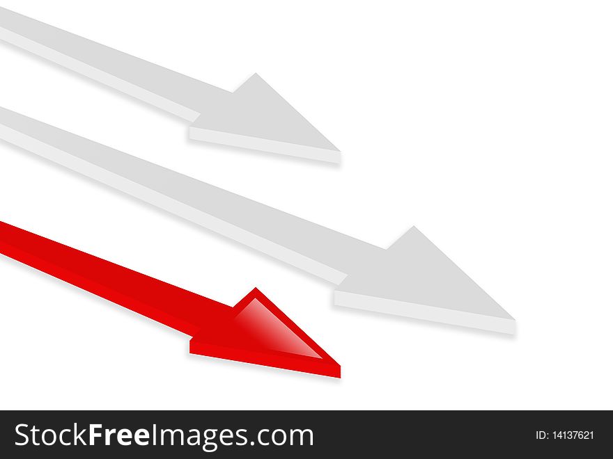 Red and gray arrow on white background. 3d illustration