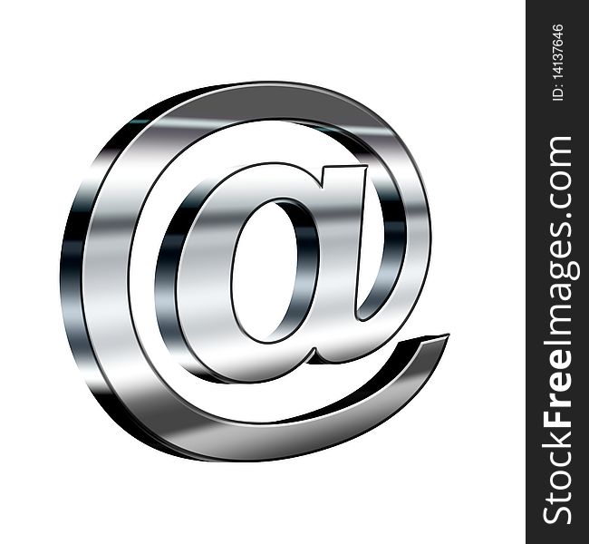 Email chrome sign over white background. 3d illustration. concepts: internet and technology