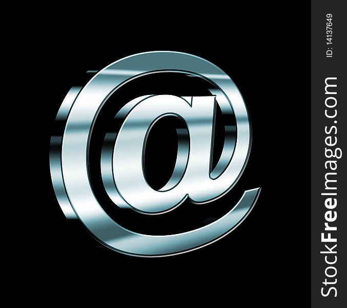 Email chrome sign over white background. 3d illustration. concepts: internet and technology