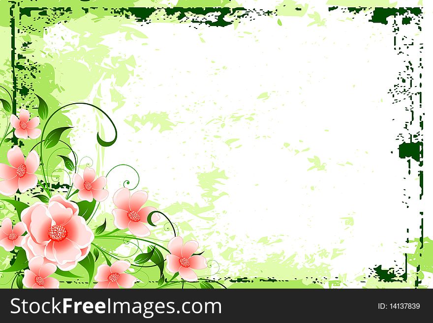 Abstract Grunge Background With Flowers