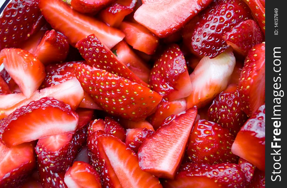 Close up of juicy red strawberries. Close up of juicy red strawberries.