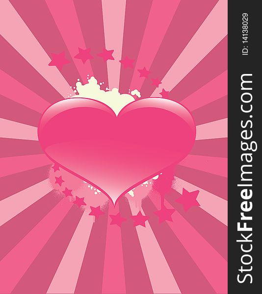 Valentine heart background illustration in shades of pink and purple