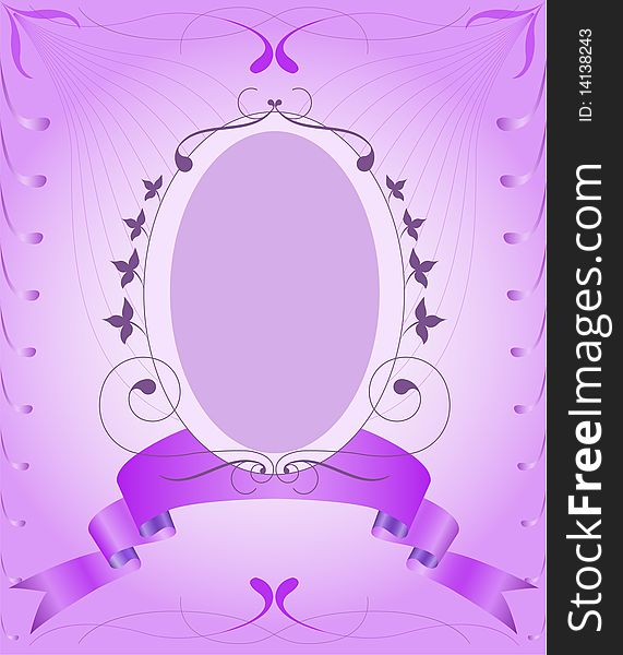 Lilac vintage frame with abstract patterns on gradient background