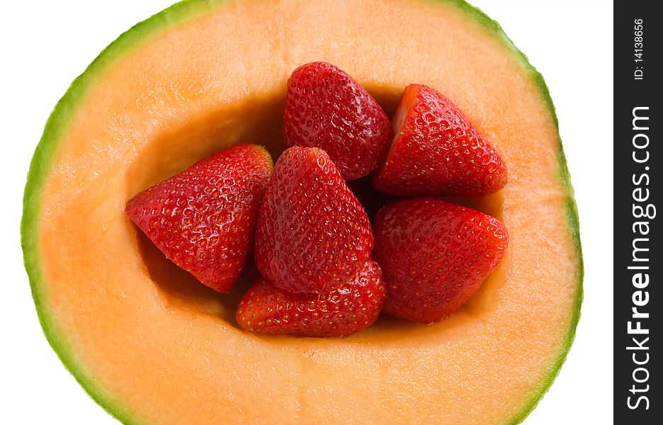 Cantaloupe Melon With Strawberries