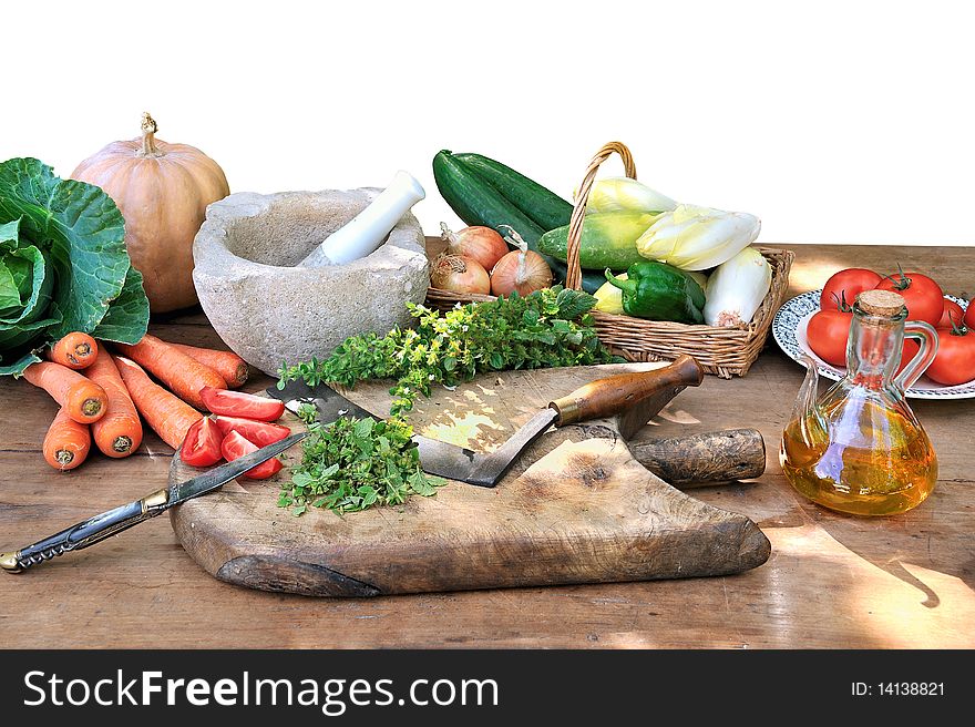 Prepare a meal of vegetables. Prepare a meal of vegetables.