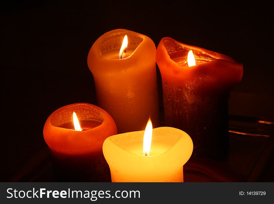 Beautiful candles in the dark
