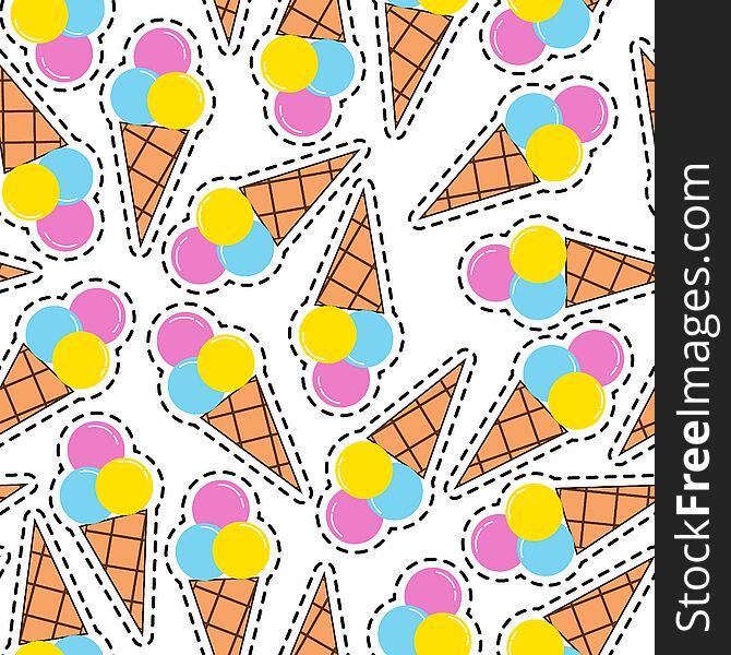 Pattern With Ice Cream In Bright Color
