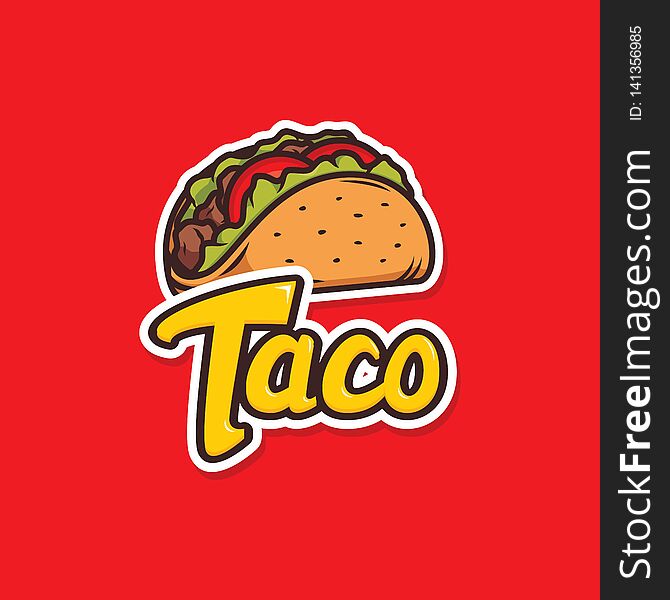 Tacos Logo Design Isolated On Red Background