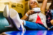 Woman Relaxing Drinking Tea Or Coffee Stock Images