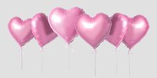 Bunch Of Pink Color Heart Shaped Foil Balloons Isolated On Bright Background. Minimal Love Concept Royalty Free Stock Image Bunch Of Pink Color Heart Shaped Foil Balloons Isolated On Bright Background. Minimal Love Concept Royalty Free Stock Image