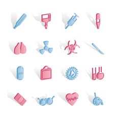 Collection Of  Medical Themed Icons And Warning Royalty Free Stock Photo