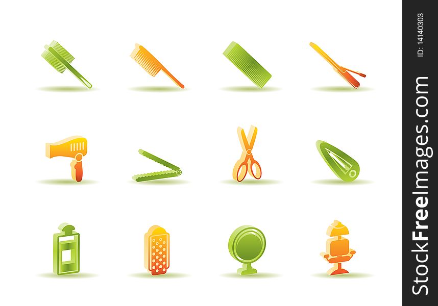 Hairdressing, coiffure and make-up icons  -  icon set