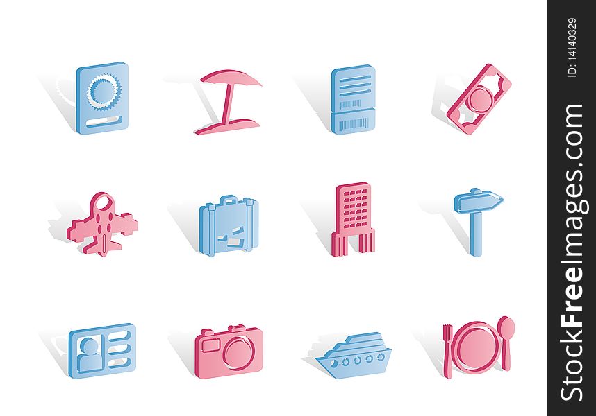 Travel, trip and holiday icons