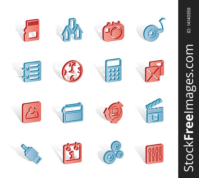 Phone performance, internet and office icons - icon set. Phone performance, internet and office icons - icon set