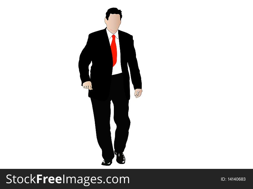 Vector illustration of businessmen in a black suit under the white background