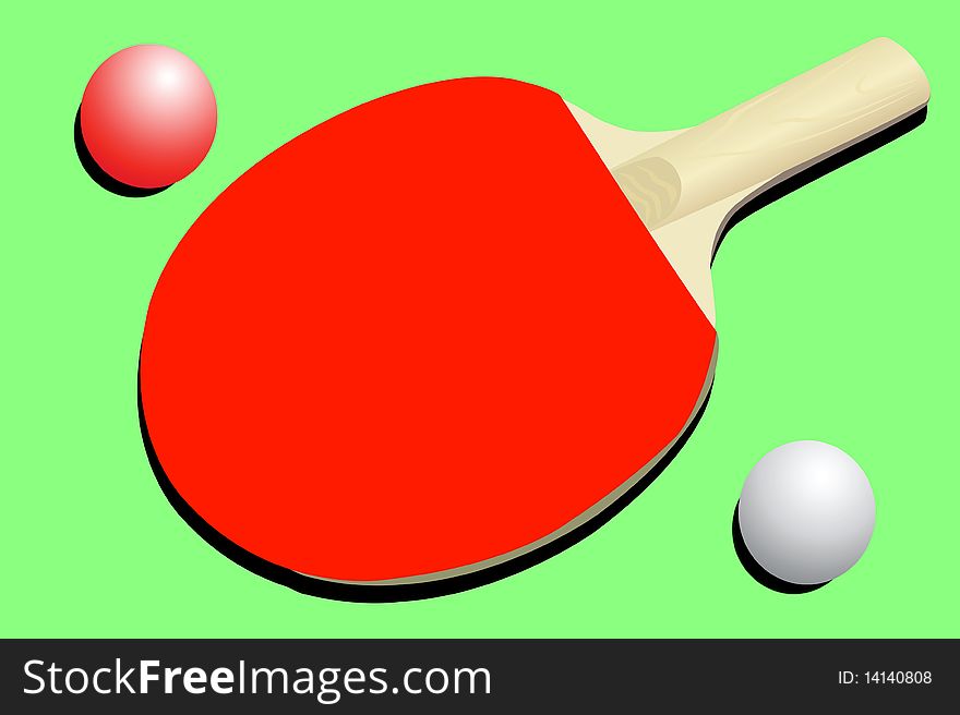 ping pong racket and balls