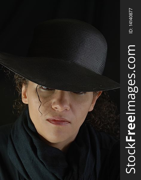 Pretty Woman With Black Hat Mysterious Woman