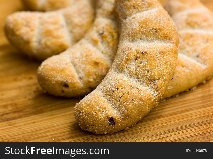 Fresh Sweet Cookies on the wooden Background :