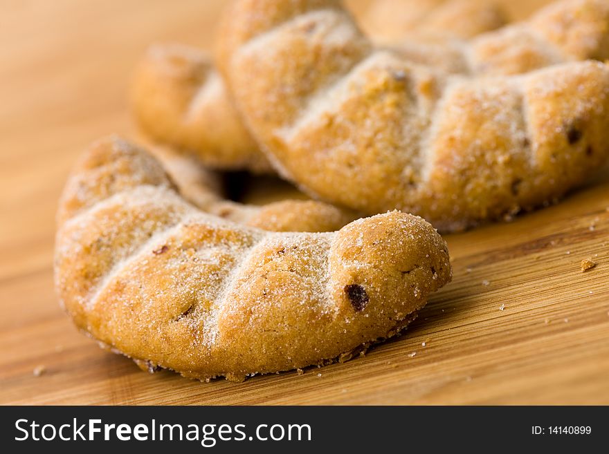 Breakfast,Sweet Cookies on the wooden Background