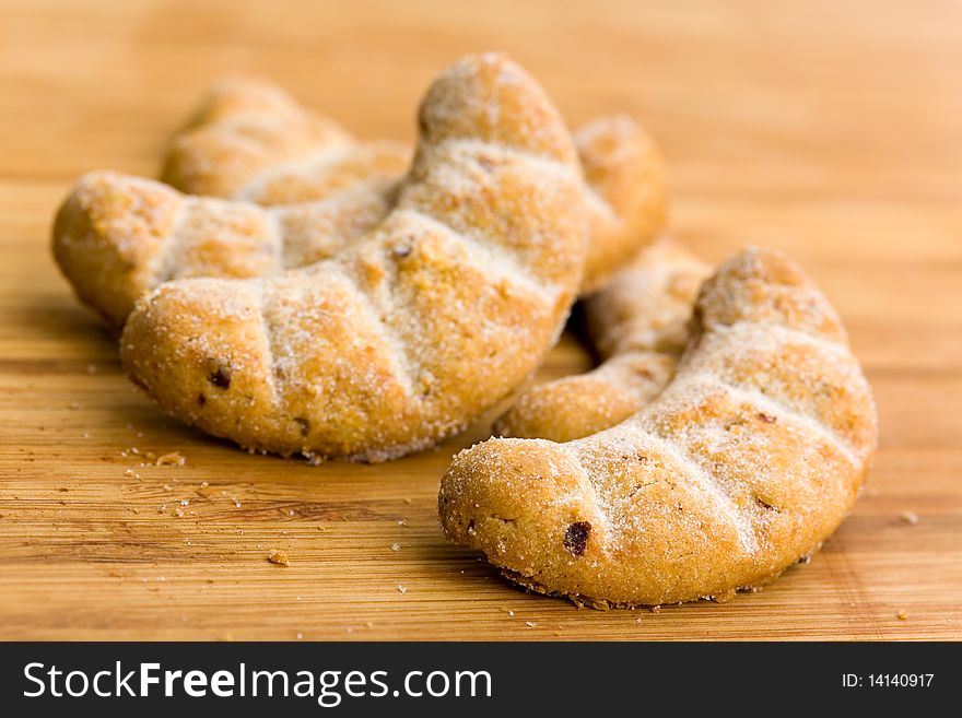 Fresh Sweet Cookies on the wooden Background :