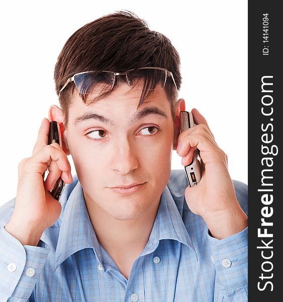 Young man talking on phone