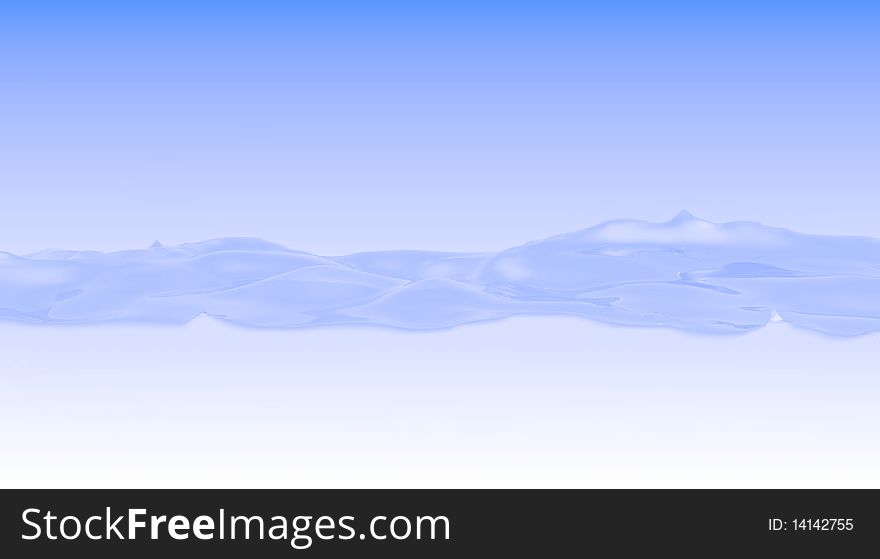 Smooth water wave isolated over the sky background.