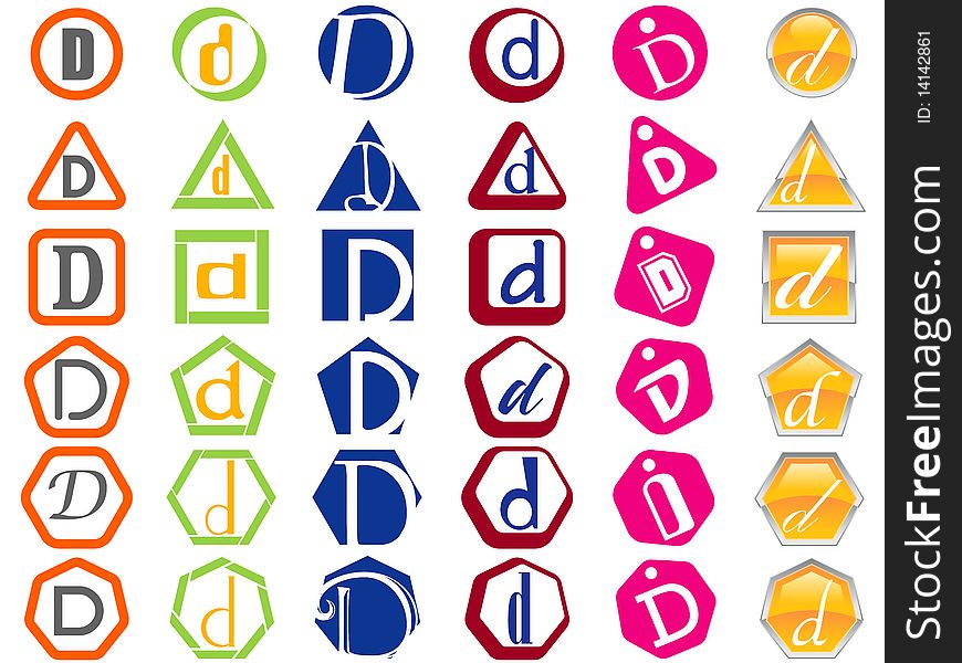 Letter D Icons Badges and Tags