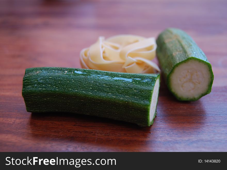 Fettuccine with zucchini. a dish typical vegetarian