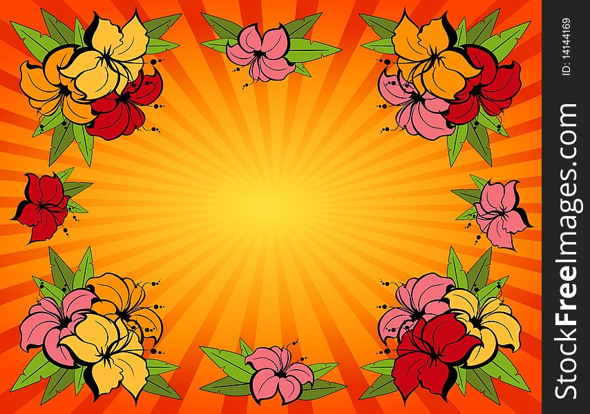Background With Tropical Flowers