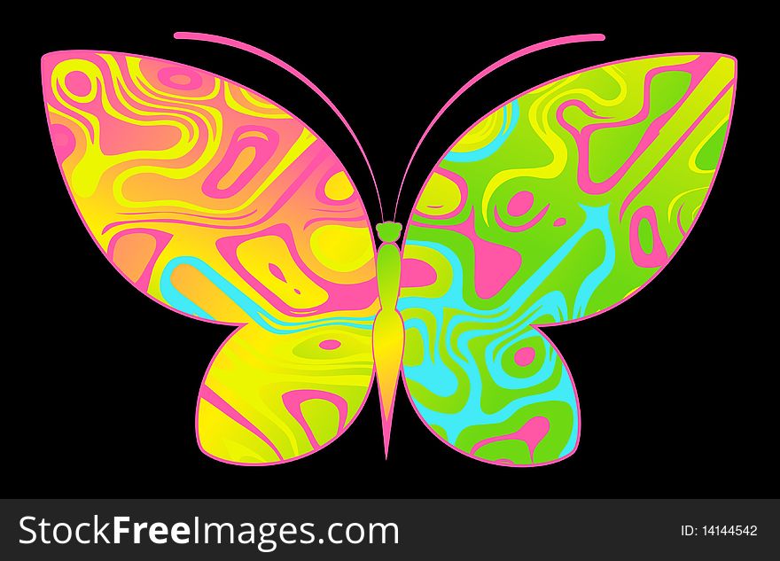 Abstract Tropical Butterfly. Beautiful illustration