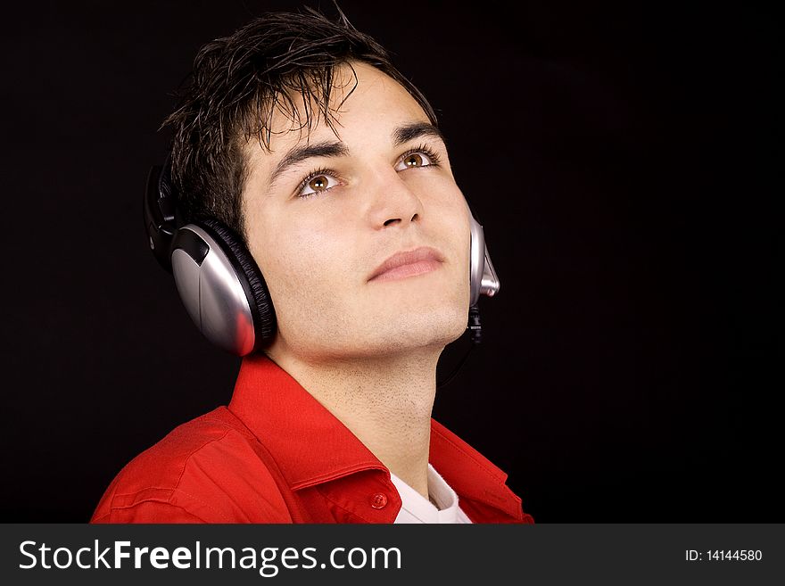 Good looking young man with headphones