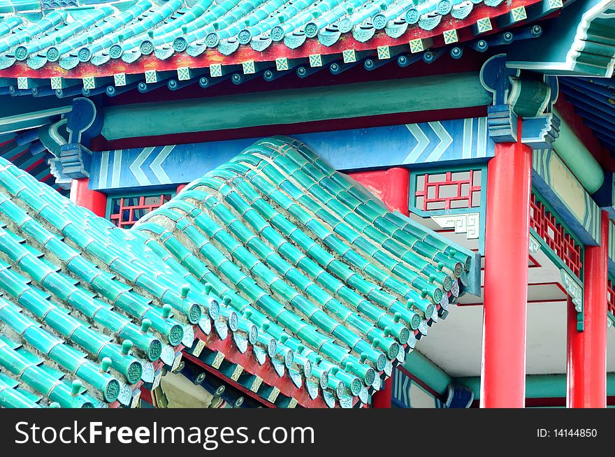 Detail of chinese roof in Hong Kong