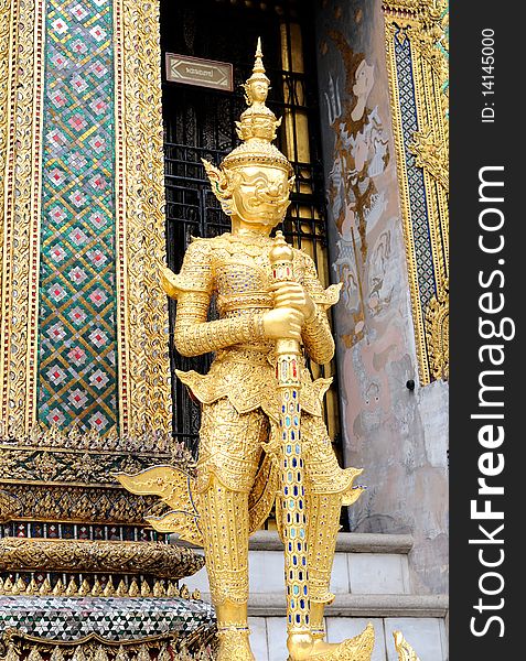 Photograph of A Statue of Guardian in grand palace in Bangkok, Thailand