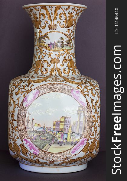 A painted ceramic Chinese vase