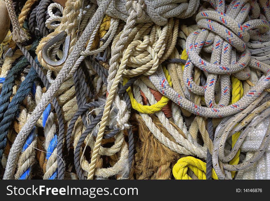 Collection of sailing and nautical line/rope. Collection of sailing and nautical line/rope.