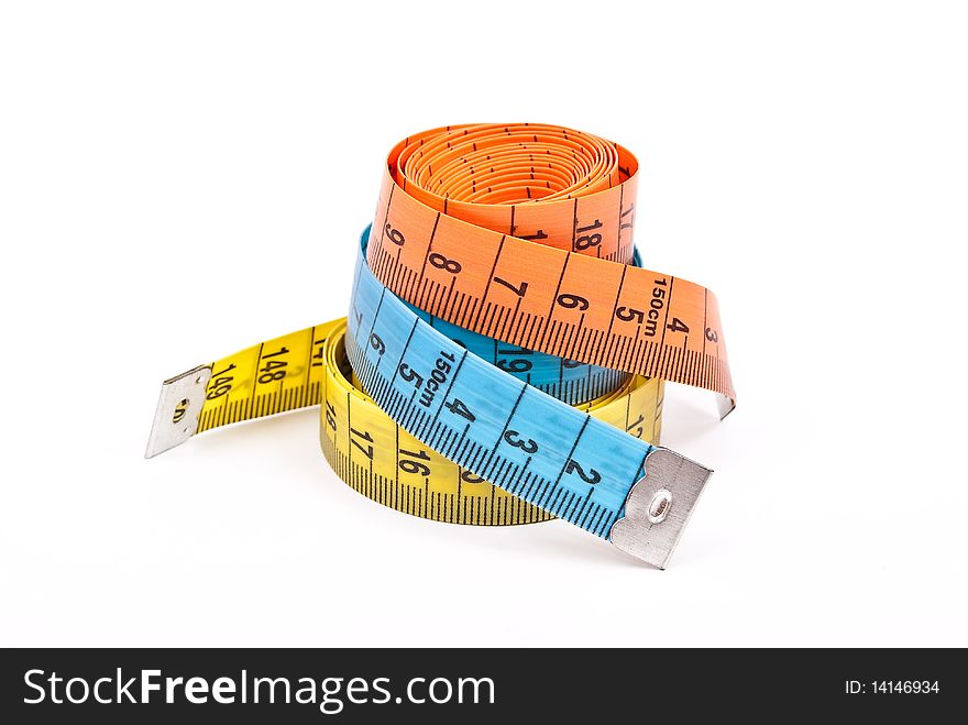 Measuring tapes isolated on white