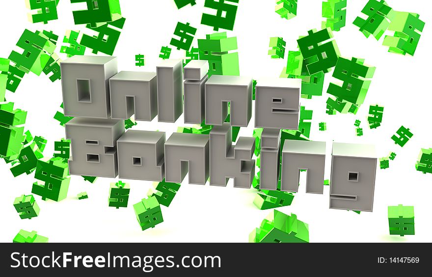 3D Typographic render of the words Online Banking