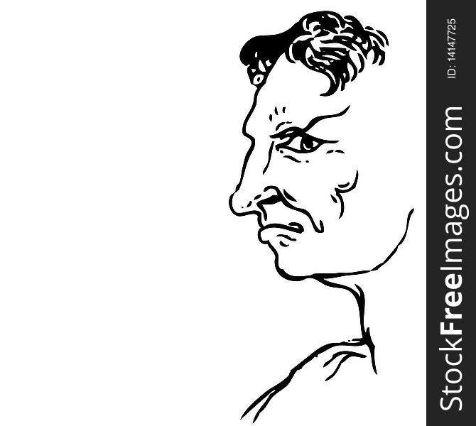 A digitalized pen and ink drawing of a man's face showing signs of anger/distress. Pure white background and plenty of space for content. A digitalized pen and ink drawing of a man's face showing signs of anger/distress. Pure white background and plenty of space for content.