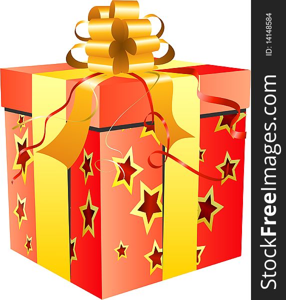 Red gift box. Vector Illustration