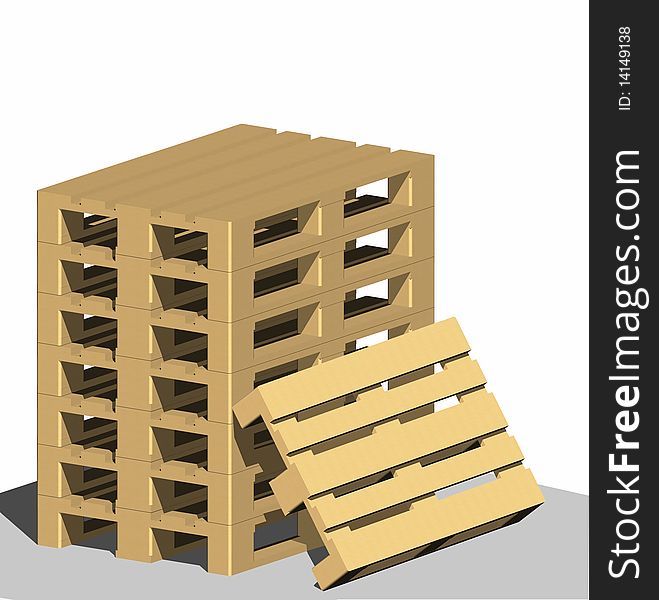 Warehouse pallets are shown on the image