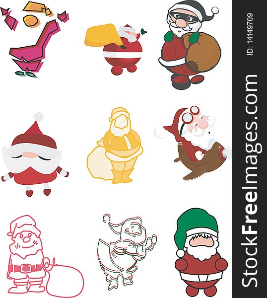 Various types of illustrative Santa Claus perfect to bring in the Christmas cheer!. Various types of illustrative Santa Claus perfect to bring in the Christmas cheer!