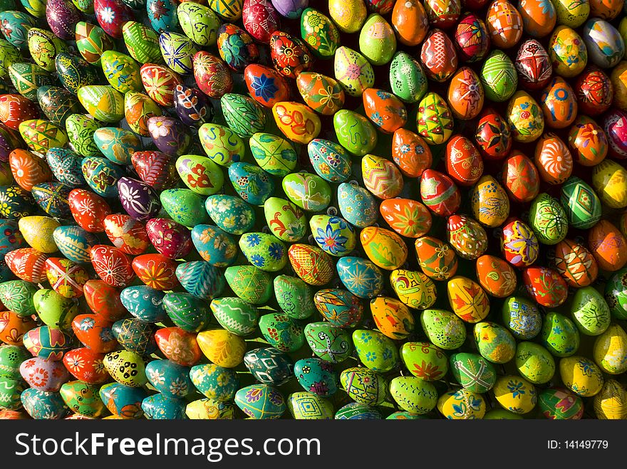Easter colorful eggs with traditional ornament on the surface. Easter colorful eggs with traditional ornament on the surface